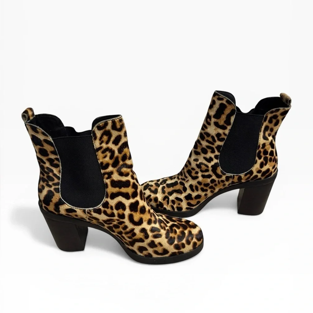 Crown Vintage After Hours Leopard Print Chelsea Ankle Boots Size US 9